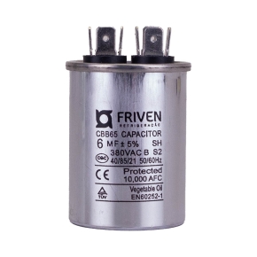 Capacitor Permanente 6UF 380V Alumínio CBB65  - Friven