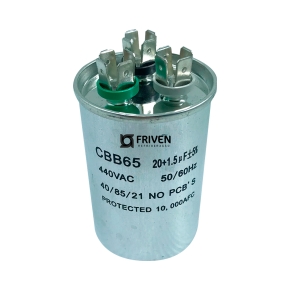 Capacitor Duplo 20 + 1,5 UF 440V Alumínio CBB65  - Friven