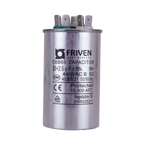 Capacitor Duplo 25 + 2,5 UF 440v Alumínio CBB65  - Friven