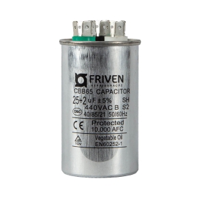 Capacitor Duplo 25 + 2UF 440V Alumínio CBB65  - Friven