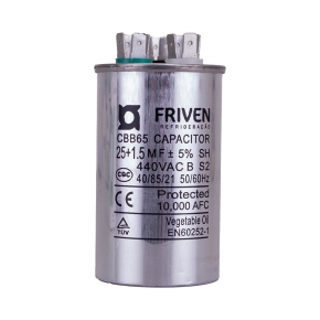 Capacitor Duplo 30 + 1,5 UF 440V Alumínio CBB65  - Friven