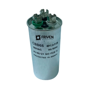 Capacitor Duplo 40 + 1,5 UF 380v Alumínio CBB65  - Friven