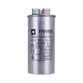 Capacitor Duplo 40 + 5 UF 380v Alumínio CBB65  - Friven