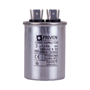 Capacitor Permanente 3UF 380V Alumínio CBB65  - Friven