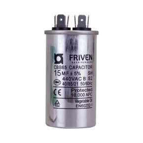 Capacitor Permanente 15UF 440V Alumínio CBB65  - Friven