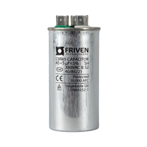 Capacitor Duplo 45 + 5UF 380V Alumínio CBB65  - Friven