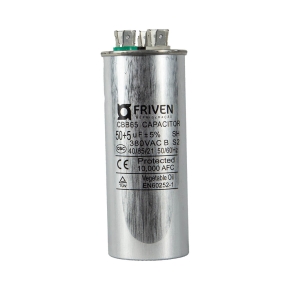 Capacitor Duplo 50 + 5UF 380V Alumínio CBB65  - Friven