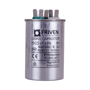 Capacitor Duplo 15 + 2,5UF 440V Alumínio CBB65  - Friven