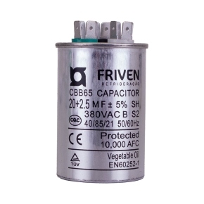 Capacitor Duplo 25 + 2,5UF 380V Alumínio CBB65  - Friven