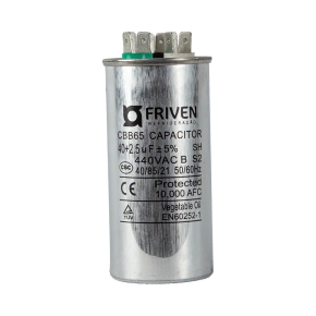 Capacitor Duplo 40UF + 2,5UF 440V Alumínio CBB65  - Friven