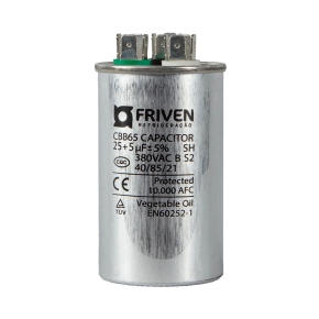 Capacitor Duplo 25 + 5UF 380V Alumínio CBB65  - Friven