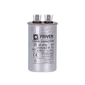 Capacitor Permanente  25UF 250V Alumínio CBB65  - Friven