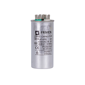 Capacitor Duplo 30 + 4 UF 440V Alumínio CBB65  - Friven