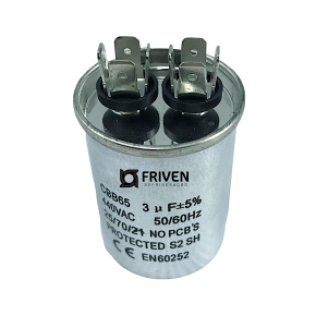 Capacitor Permanente 3UF 440V Alumínio CBB65  - Friven