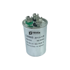 Capacitor Duplo 20 + 1,5 UF 380V Alumínio CBB65  - Friven