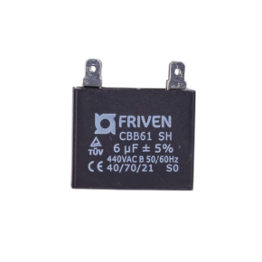 Capacitor Preto Quadrado 6UF 440V CBB61  - Friven