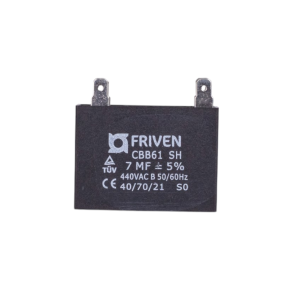 Capacitor Preto Quadrado 7UF 440V CBB61  - Friven