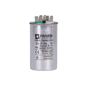 Capacitor duplo 22 + 5 UF 380V Alumínio CBB65  - Friven