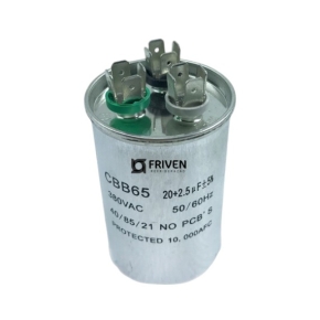 Capacitor Duplo 20 + 2,5 UF 380V Alumínio CBB65  - Friven