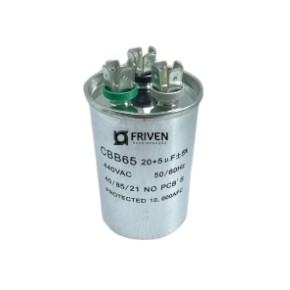 Capacitor Duplo 20 + 5 UF 440V Alumínio CBB65  - Friven