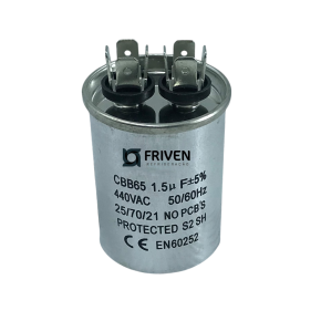 Capacitor Permanente  1,5UF 440V Alumínio CBB65  - Friven